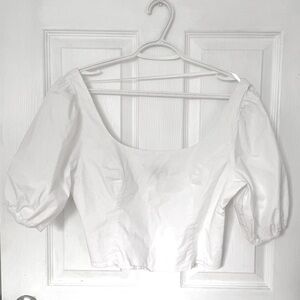 STAUD white Puff sleeve crop top size 10